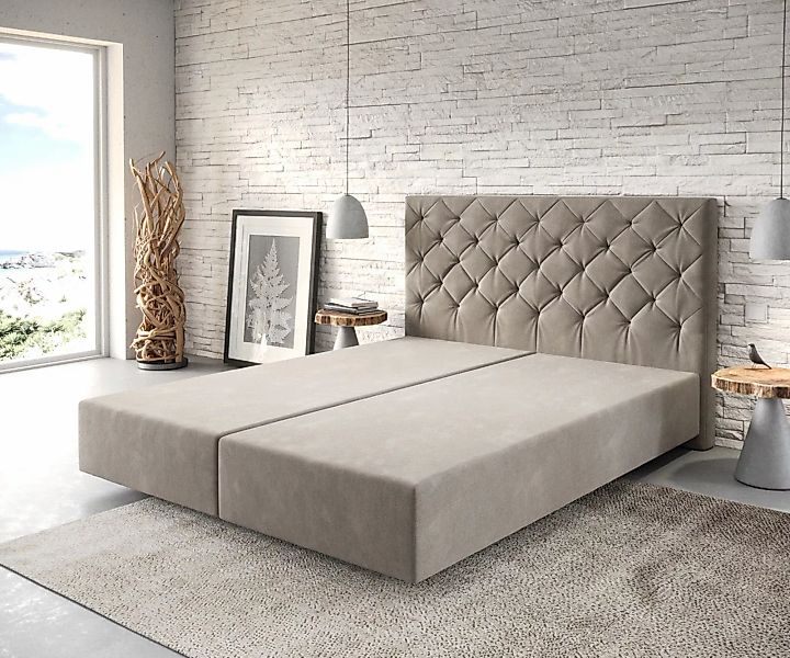 DELIFE Boxspringbett Dream-Great, Mikrofaser Beige 160x200 cm günstig online kaufen