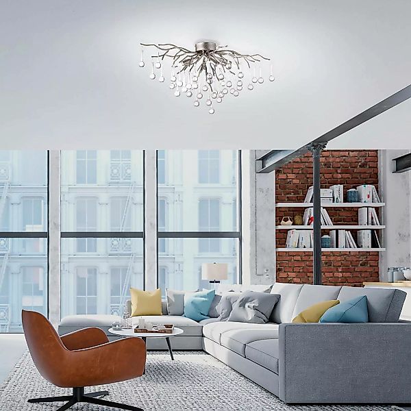 Paul Neuhaus Deckenleuchte Icicle, Glasbehang, 4-fl., silber günstig online kaufen