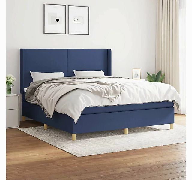 vidaXL Boxspringbett Boxspringbett mit Matratze Blau 160x200 cm Stoff Bett günstig online kaufen