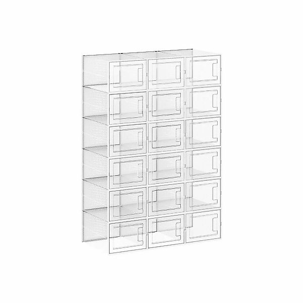 Songmics Schuhboxen 25 cm x 35 cm x 18,5 cm Transparent-Weiß günstig online kaufen