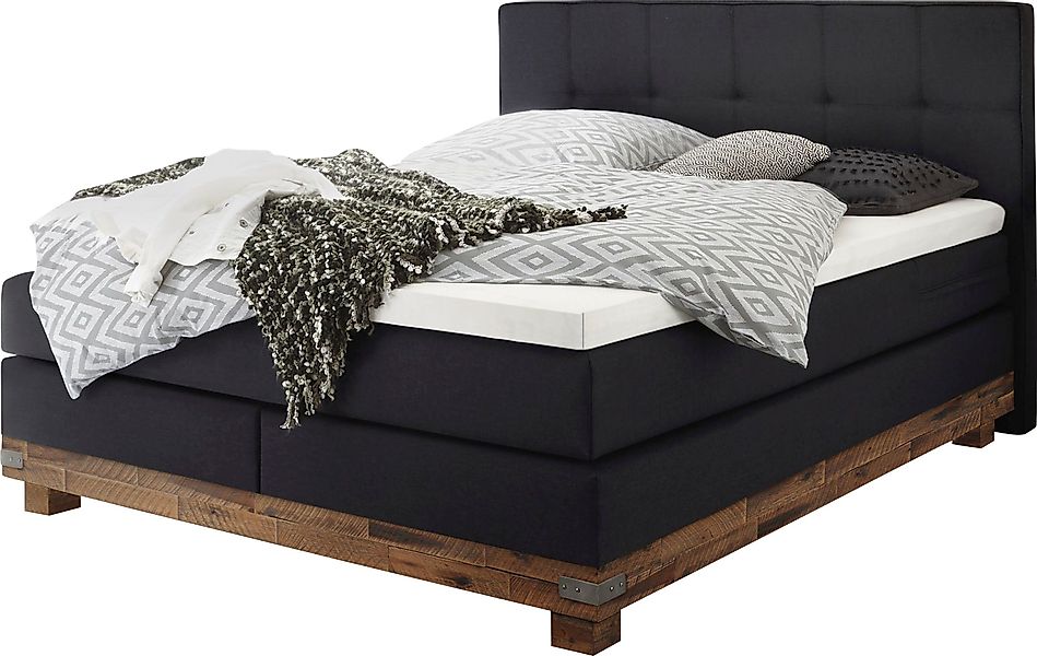 HASENA Boxspringbett Boston, Massivholz-Sockel, Punktsteppung im günstig online kaufen