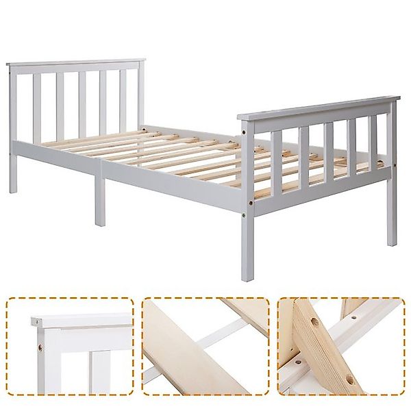 XDeer Kinderbett Holzbett Einzelbett aus Bettgestell mit Lattenrost mit Kop günstig online kaufen