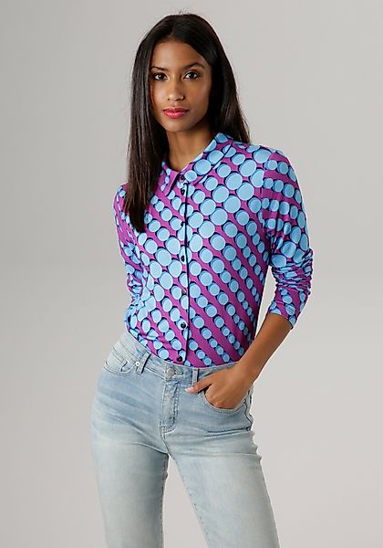 Aniston SELECTED Hemdbluse aus elastischem Jersey, günstig online kaufen