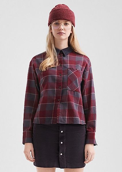 QS Langarmbluse Bluse Flanell-Karobluse mit Cordkragen günstig online kaufen