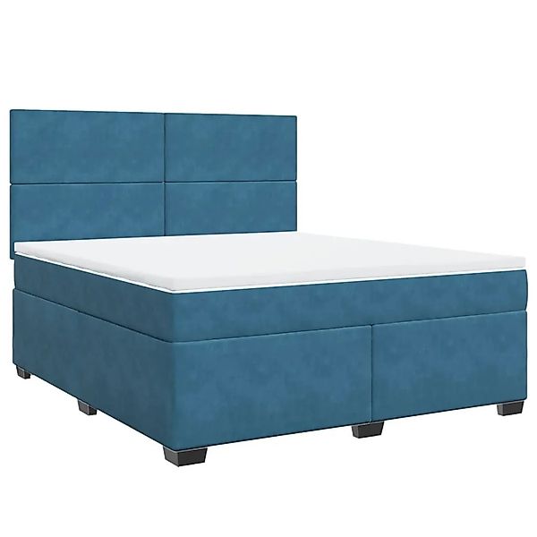 vidaXL Boxspringbett mit Matratze Blau 180x200 cm Samt 3290976 günstig online kaufen