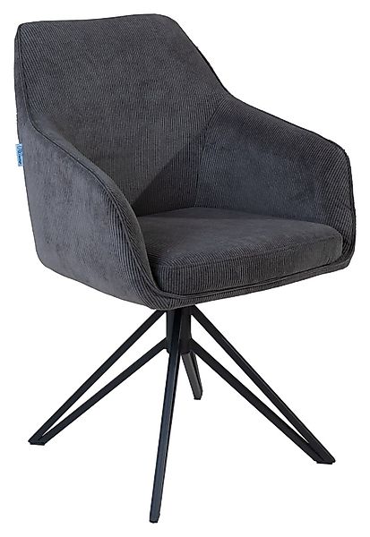 Polsterstuhl BLUES, Anthrazit, Schwarz, Cordbezug, Metallgestell, günstig online kaufen