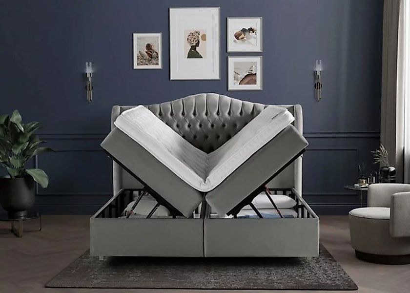 BettCo Stauraumbett Maison (in Silber Samt, 160 x 200 cm), XXL Bettkasten + günstig online kaufen