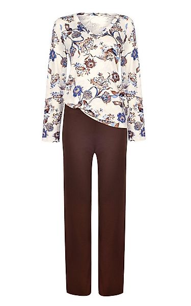 Donna Pyjama Schlafanzug mit floralem Druck & passender Basic-Schlafhose in günstig online kaufen
