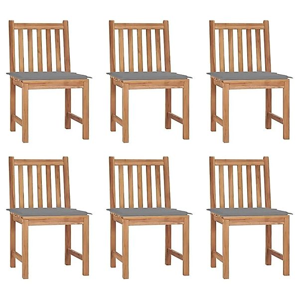 vidaXL Gartenstühle 6 Stk mit Kissen Massivholz Teak 3073116 günstig online kaufen
