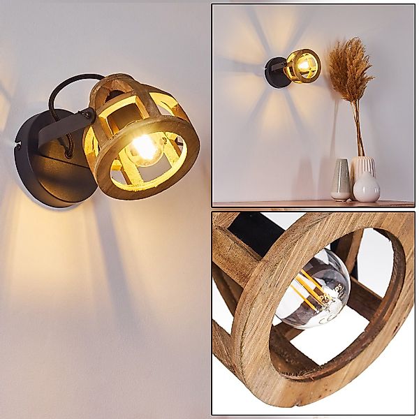 hofstein Wandleuchte Holz/schwarz Wohn Schlaf Zimmer günstig online kaufen