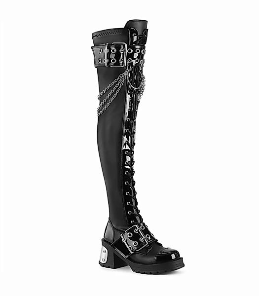 BRATTY-304 Overknee Stiefel - Schwarz Lack | Demonia (Schuhgröße: EUR 37) günstig online kaufen