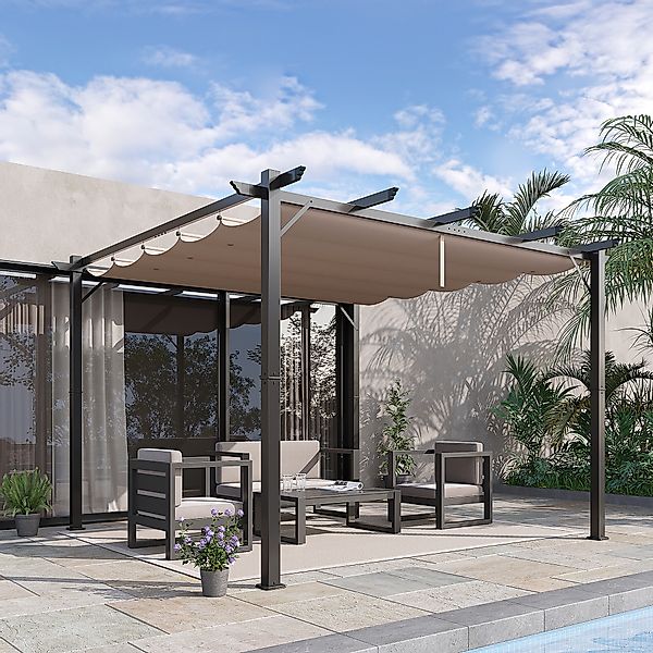 Outsunny Pergola Pavillon Terrassenüberdachung mit Schiebedach Garten Alu K günstig online kaufen