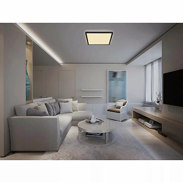 Globo LED-Deckenleuchte Sapana 1-flammig Schwarz 420 x 420 x 25 mm Warmweß günstig online kaufen