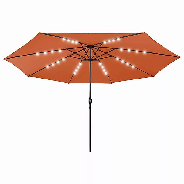 Sonnenschirm Mit Led-leuchten Und Metallmast 400 Cm Terrakotta günstig online kaufen