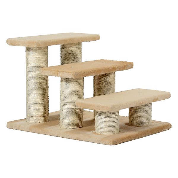 PawHut Kratzbaum Tiertreppe Katzentreppe Hundetreppe 3 Stufen Treppe, Plüsc günstig online kaufen