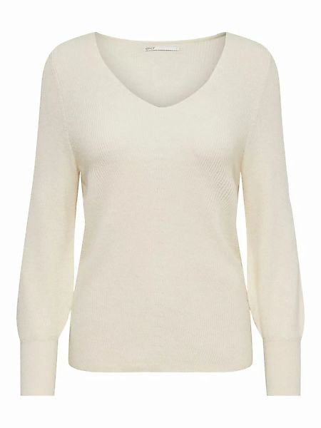 ONLY Lang V-ausschnitt Strickpullover Damen White günstig online kaufen