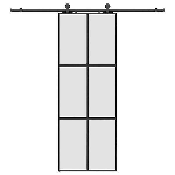 vidaXL Schiebetür mit Beschlag Schwarz 76x205 cm Hartglas 3375880 günstig online kaufen