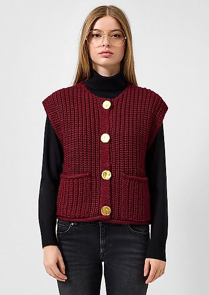 QS Funktionsweste Strickjacke Strickweste mit goldfarbenen Knöpfen günstig online kaufen