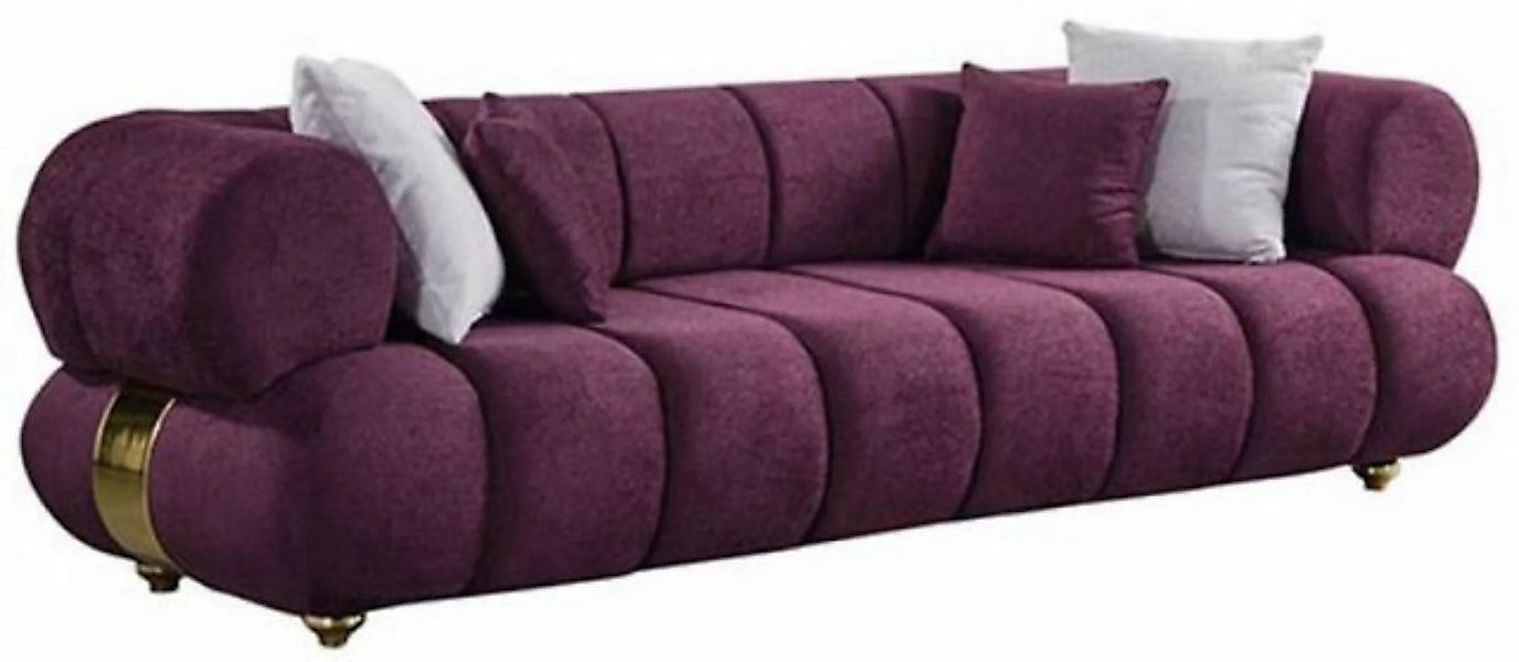 Casa Padrino 4-Sitzer Luxus 4er Sofa Lila / Gold - Modernes Wohnzimmer Sofa günstig online kaufen