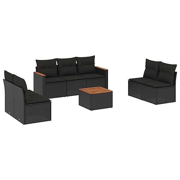 vidaXL 8-Tlg Garten-Sofagarnitur mit Kissen Schwarz Poly Rattan 3225880 günstig online kaufen