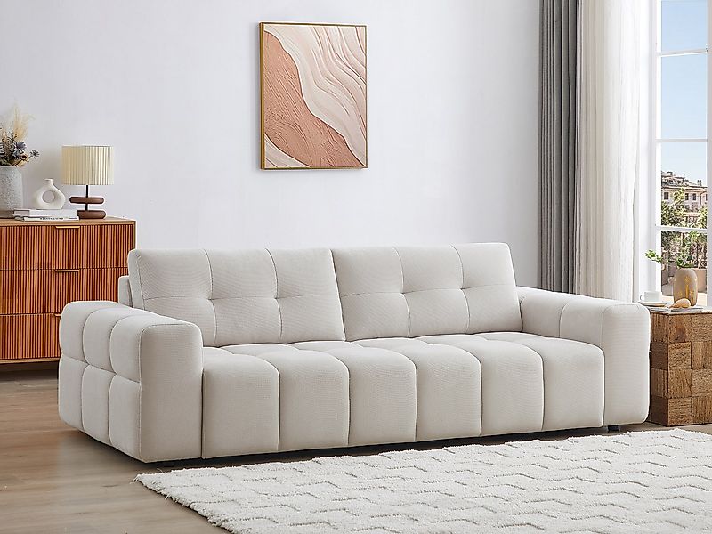 Sofa 3-Sitzer - Strukturstoff - Beige - SOPELANA günstig online kaufen