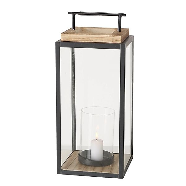 Boltze Home Laterne Damiano Groß 45 cm x 20 cm x 20 cm Schwarz-Natur günstig online kaufen