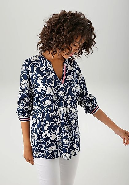 Aniston CASUAL Schlupfbluse, mit fantasievollem, grafischen Blumendruck - N günstig online kaufen