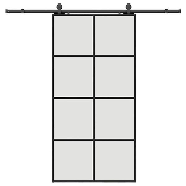 vidaXL Schiebetür mit Beschlag Schwarz 102,5x205 cm ESG-Glas 3375947 günstig online kaufen