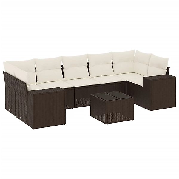 vidaXL 8-Tlg Garten-Sofagarnitur mit Kissen Braun Poly Rattan 3254680 günstig online kaufen
