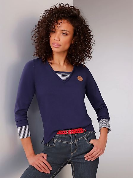 CREATION L PREMIUM Langarmshirt "Pima-Baumwoll-Shirt" 1 Stk. tlg. günstig online kaufen