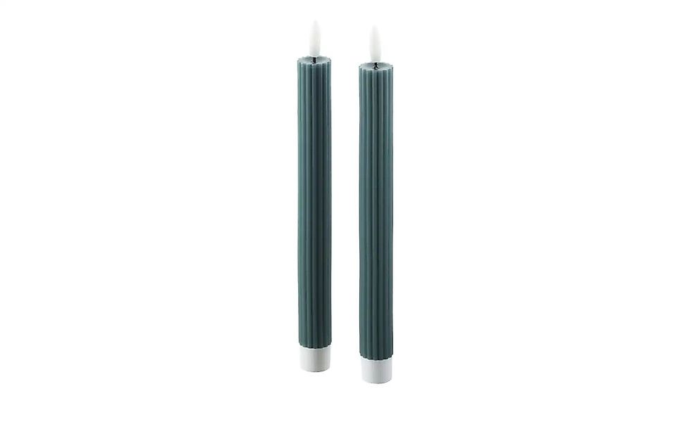 HOME STORY LED Stabkerze  2er Set   ¦ grün ¦ Paraffin,Kunststoff ¦ Maße (cm günstig online kaufen