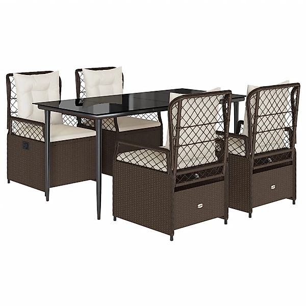 vidaXL 5-Tlg Garten-Essgruppe mit Kissen Braun Poly Rattan 3262974 günstig online kaufen