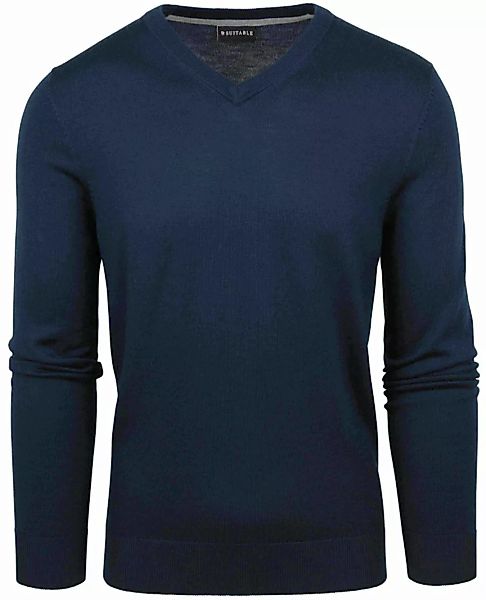 Suitable Merino Pullover V-Ausschnitt Navy - Größe 3XL günstig online kaufen