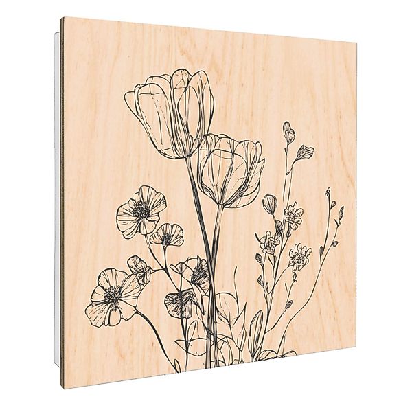 Banjado Schlüsselkasten mit Holzfront 30x30cm Weiß Scharnier Links 50 Haken günstig online kaufen