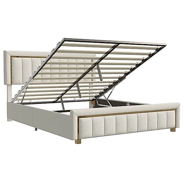 PXloue Polsterbett Stauraumbett 160x200cm Hydraulisch Lattenrost Goldkanten günstig online kaufen