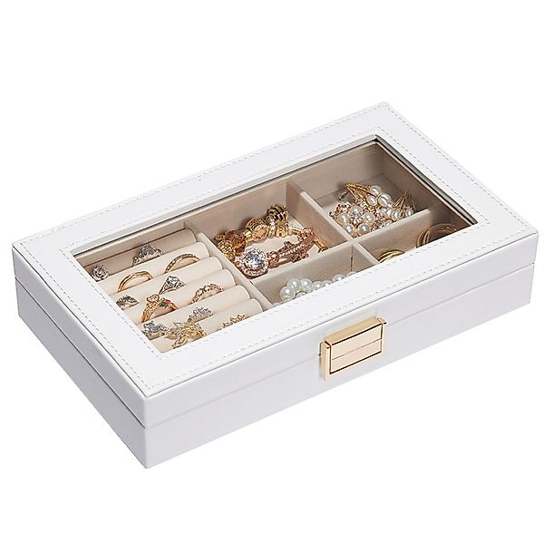 Yorbay Schmuckkasten Stapelbares Schmucktablett, mit Glasdeckel, günstig online kaufen