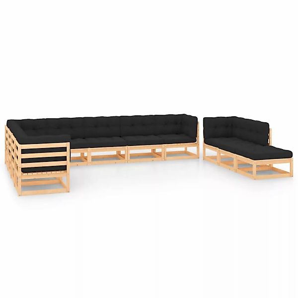 Vidaxl 11-tlg. Garten-lounge-set Anthrazit-kissen Massivholz Kiefer günstig online kaufen