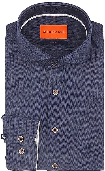 Suitable Herringbone Hemd Navy - Größe 43 günstig online kaufen