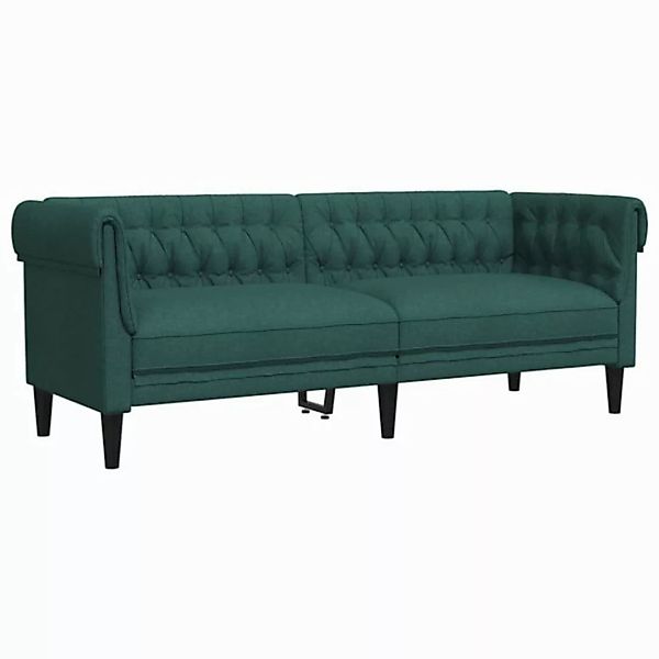 vidaXL Chesterfield-Sofa, Chesterfield-Sofa 3-Sitzer Dunkelgrün Stoff günstig online kaufen