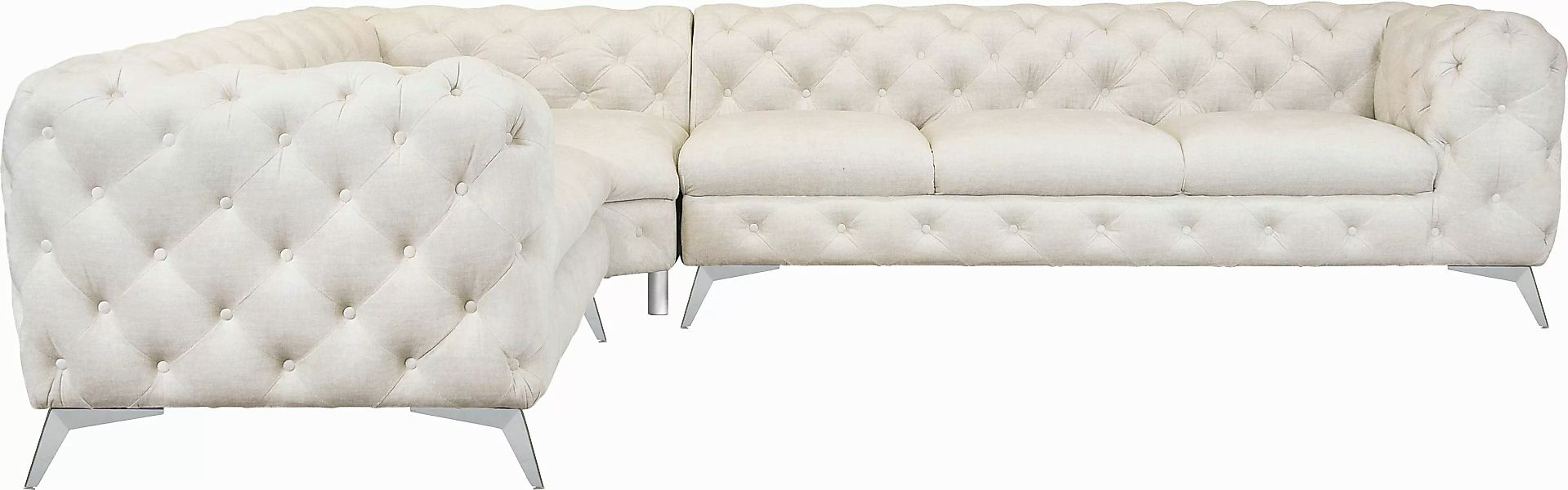 Leonique Chesterfield-Sofa "Ecksofa GLYNIS L-Form mit Wellenunterfederung, günstig online kaufen