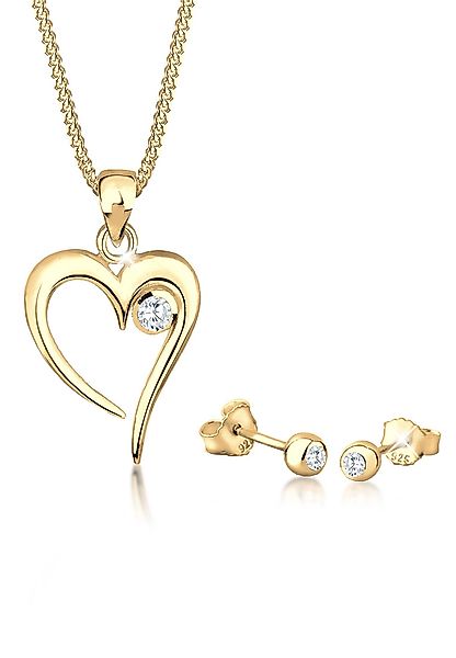 Elli Schmuckset Herz Solitär Zirkonia In günstig online kaufen