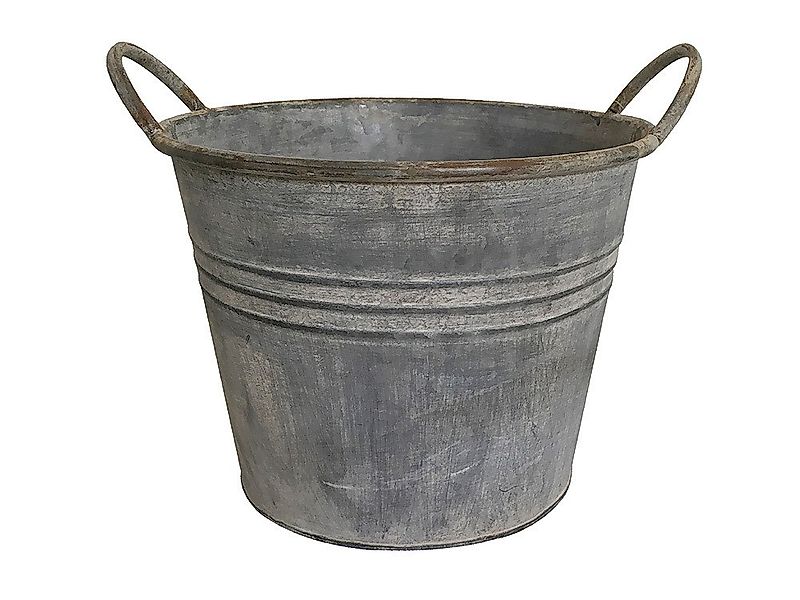 Zinkeimer Pflanztopf Zink Rund mit Griffen Vintage Landhausstil Grau 19 cm günstig online kaufen