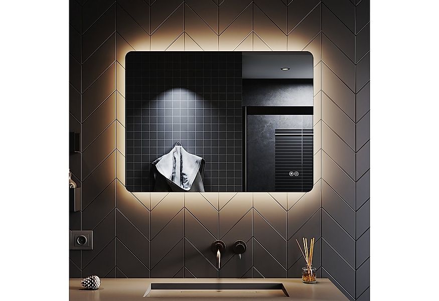 SONNI Badspiegel Spiegel mit dreifarbigem LED-Licht, 80 x 60 cm, Lichtspieg günstig online kaufen