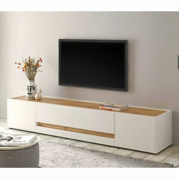 Lomadox Wohnzimmer TV Schrank CRISP-61 in weiß mit Absetzungen in Wotan Eic günstig online kaufen