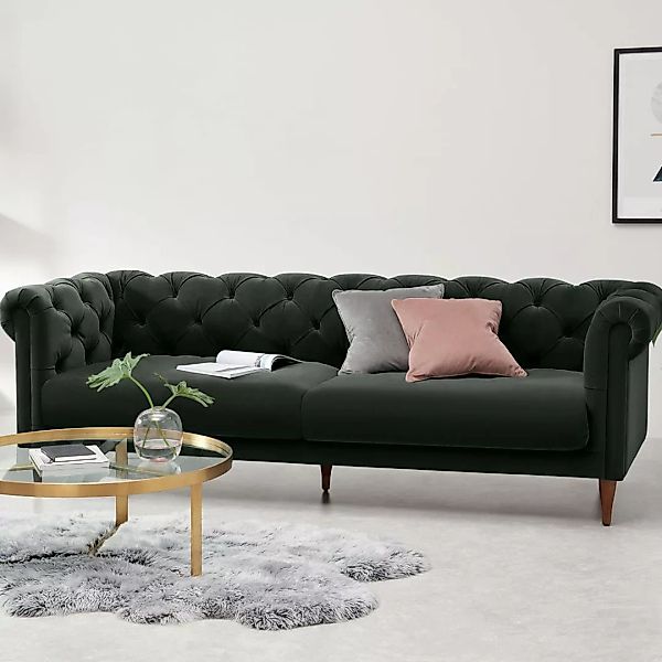 Barstow 3-Sitzer Sofa, Samt in Dunkelanthrazit - MADE.com günstig online kaufen