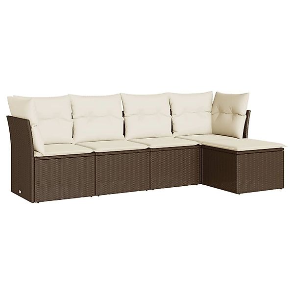vidaXL 5-Tlg Garten-Sofagarnitur mit Kissen Braun Poly Rattan 3217563 günstig online kaufen