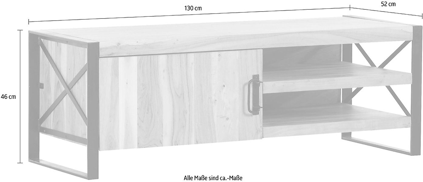 Gutmann Factory Lowboard "Downtown", Kommode aus massivem Akazienholz, Brei günstig online kaufen