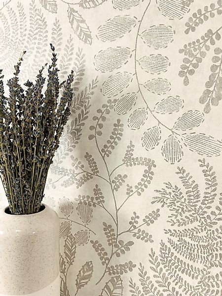Newroom Vliestapete, Creme Tapete Modern Zweige günstig online kaufen