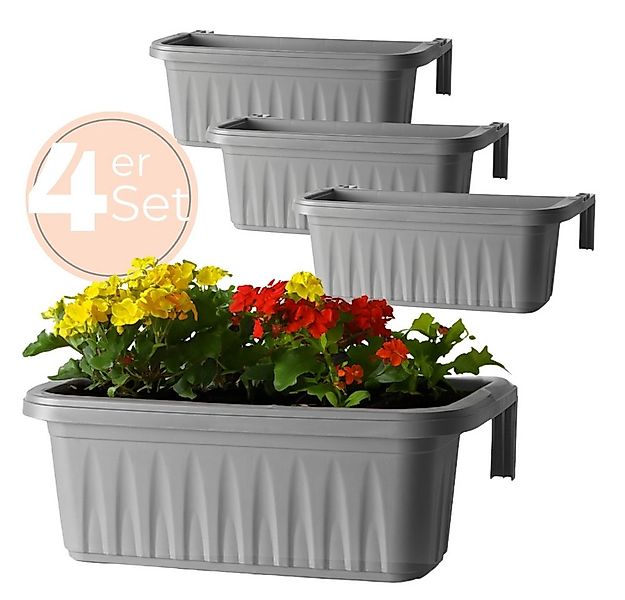 GarPet Balkonkasten 4er Set Blumenkasten Balkon Geländer Kasten Halterung W günstig online kaufen
