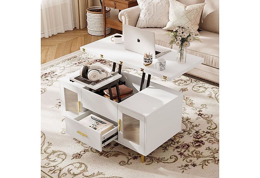 VOWNER Couchtisch Höhenverstellbarer 3-in-1-Couchtisch mit Schublade und St günstig online kaufen
